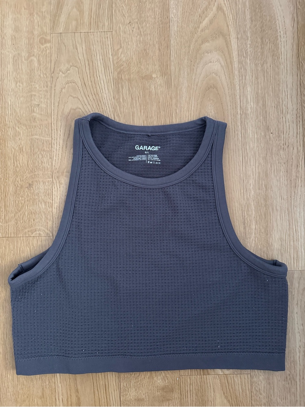 GARAGE Charcoal Gray Ribbed Cropped Tank Top
